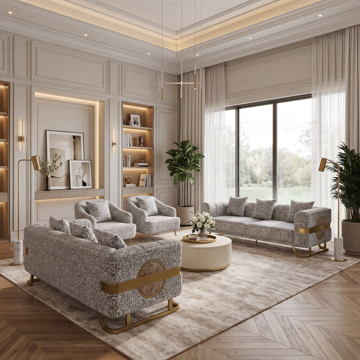 Lumina Sofa Set | Beige &amp; Dark Grey