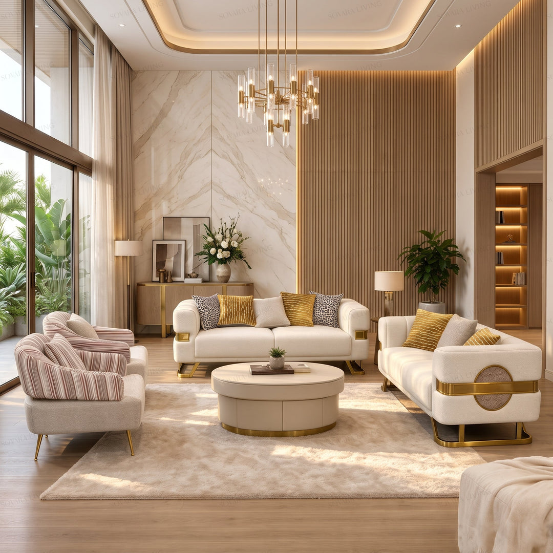 Lumina Sofa Set | Beige &amp; Dark Grey