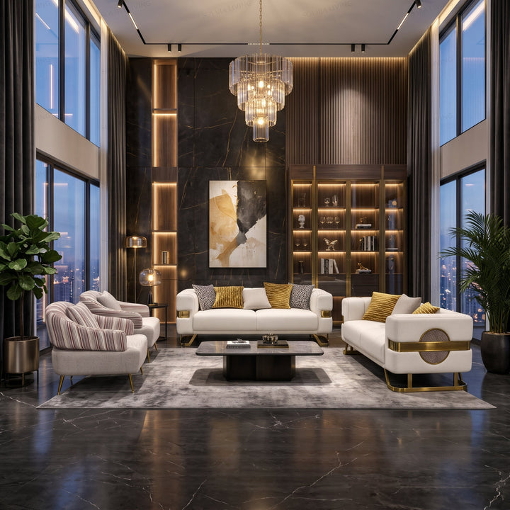 Lumina Sofa Set | Beige &amp; Dark Grey