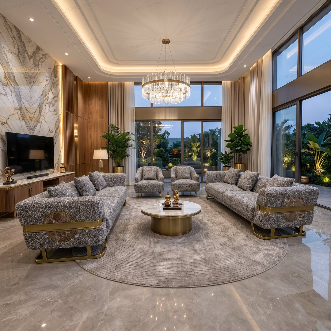 Lumina Sofa Set | Beige &amp; Dark Grey